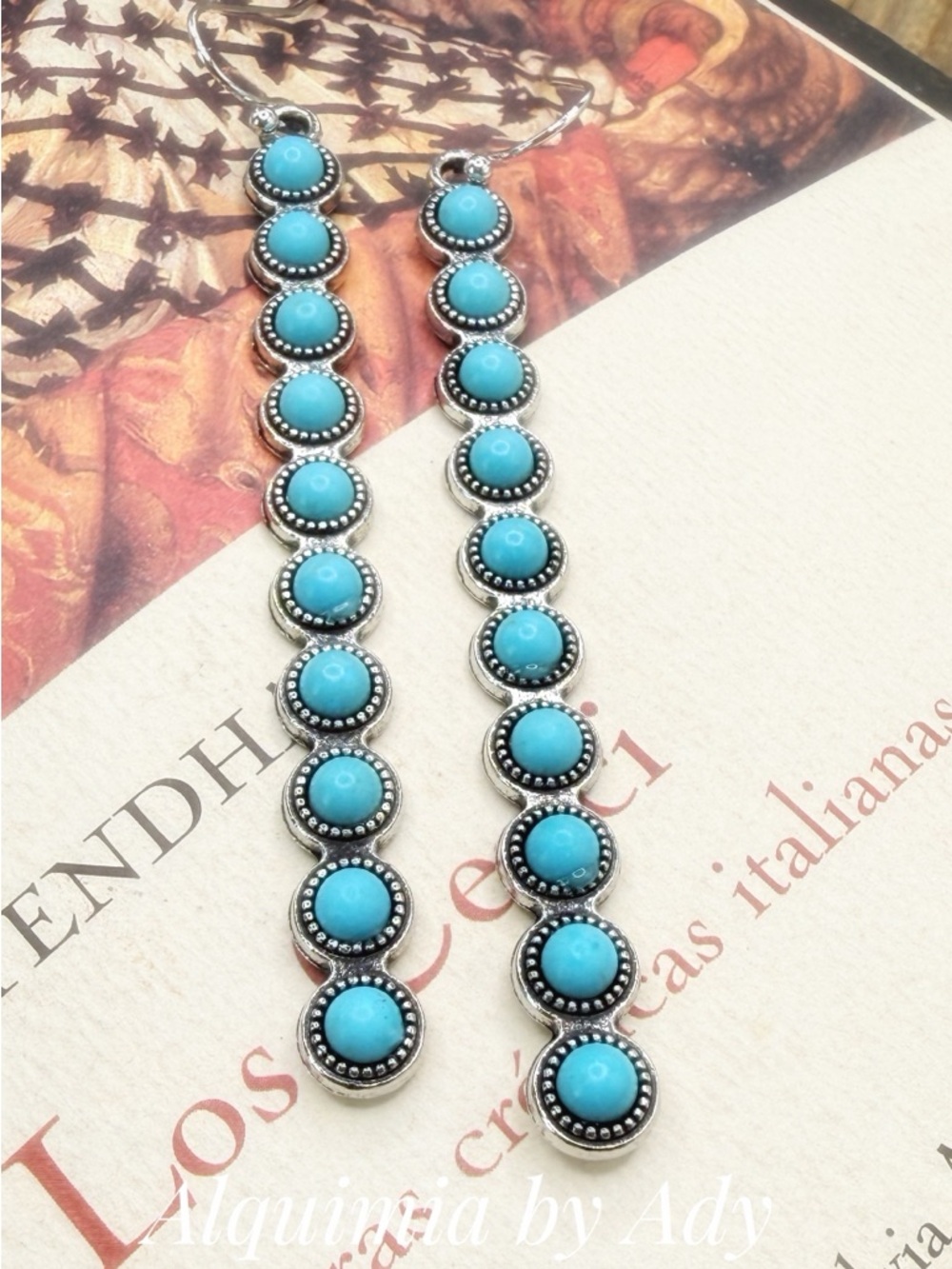 DUSTERS + Long Turquoise Bead Drop Earrings